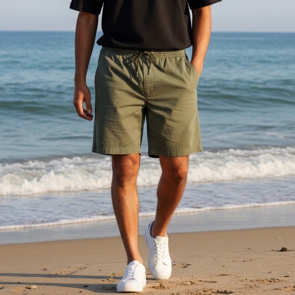 VRST Men's Shorts Relaxed Fit 7” Inseam Army Green Drawstring Shorts Size-XL NWT